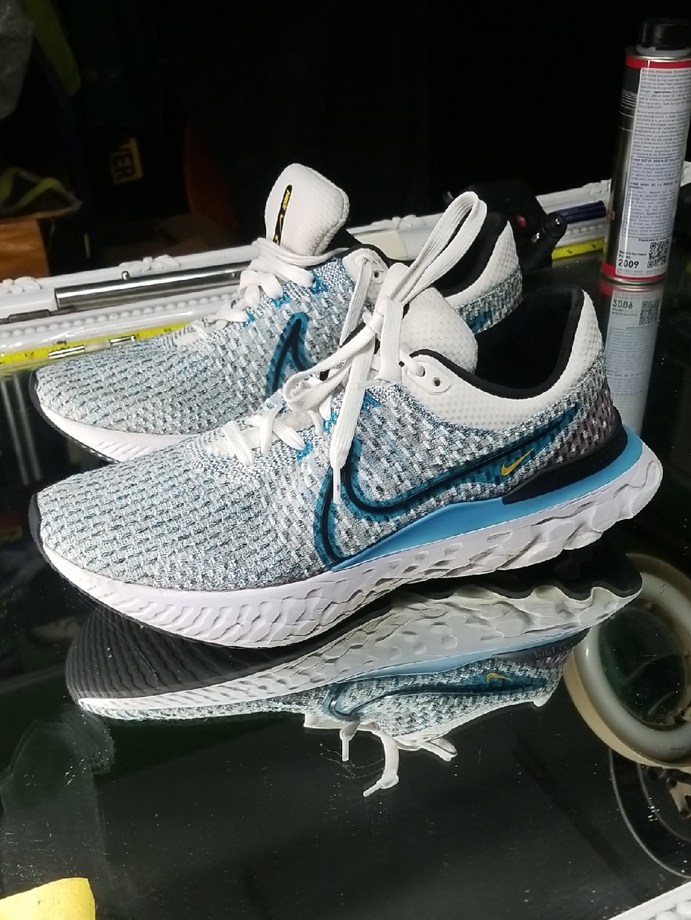 Mens 11 Nike React Infinity Run Flyknit 3 sneakers in the "White Blue Orbit"